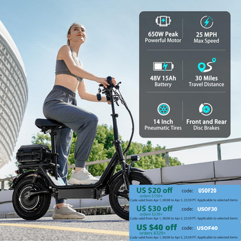 Home 45 Folding Electric Scooter with Trunk, 500W 650W Peak, 48V 15Ah, 30-Mile Range