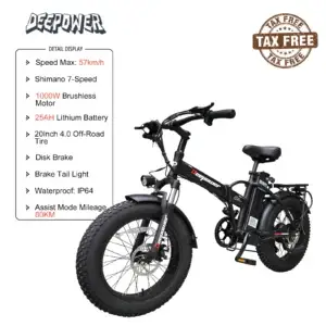 Home 48 DEEPOWER G20Pro 1000W Folding Electric Bicycle 1000W 48V 25AH Fat Tire Ebike Mountain 20 Inch Electric Bike Beach Cycling E bike